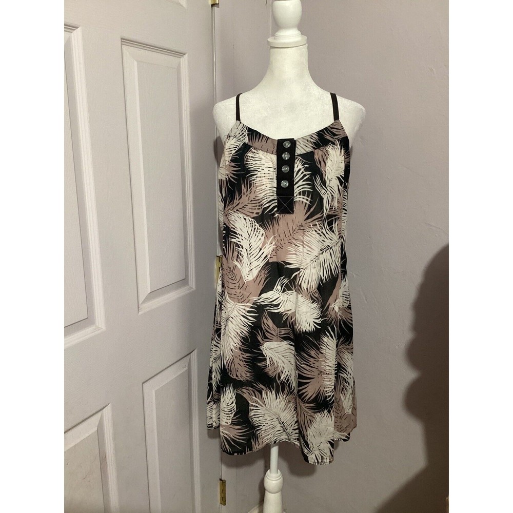 Brian Lichtenberg Palm Leaf Cotton Sleeveless Mini Dress